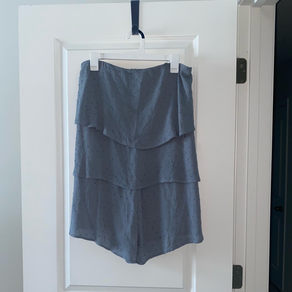 Dusty Blue Loose Fitted Polka Dot Romper
